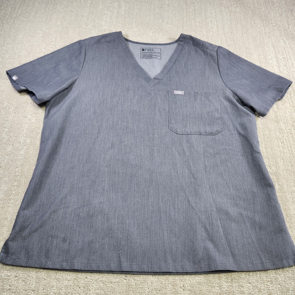 Figs Catarina Scrub Top‎ Women XXL Gray Fw1000 One Pocket Shirt Nursing Medical